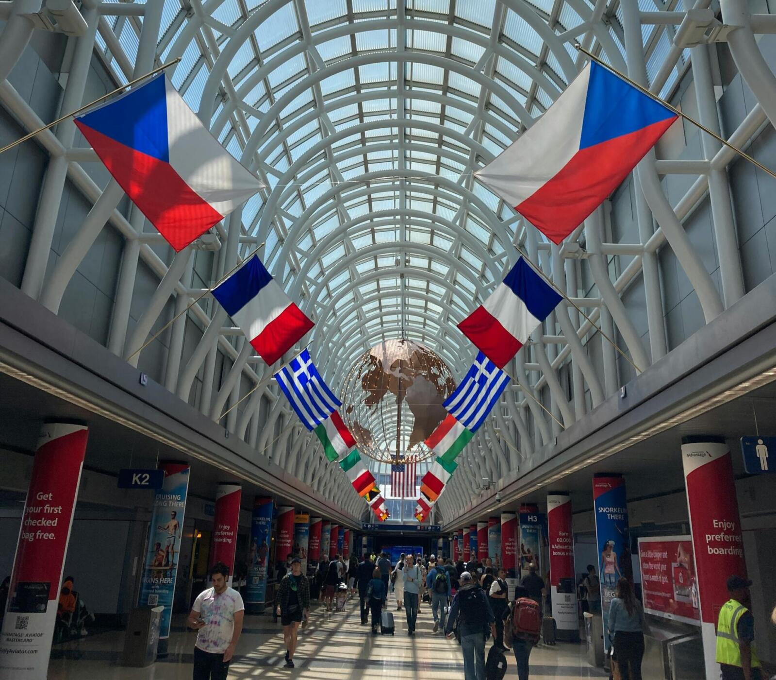 Interior view of a terminal at O'Hare International Airport in Chicago
