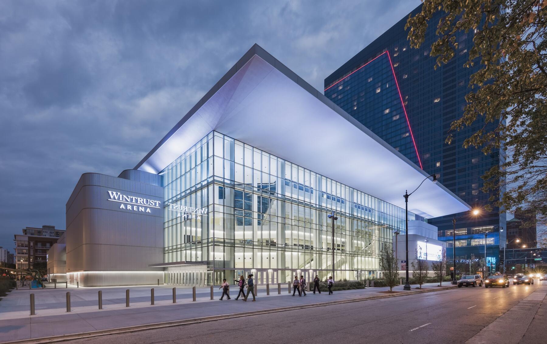 The exterior of Wintrust Arena